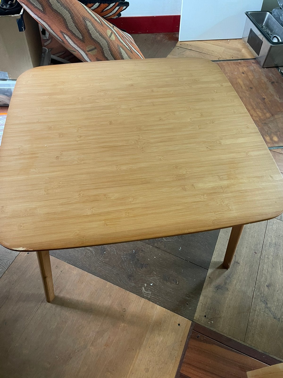 Bamboo tafel, beschadigd, Ophalen, Gebruikt, Vierkant, 75 cm of meer