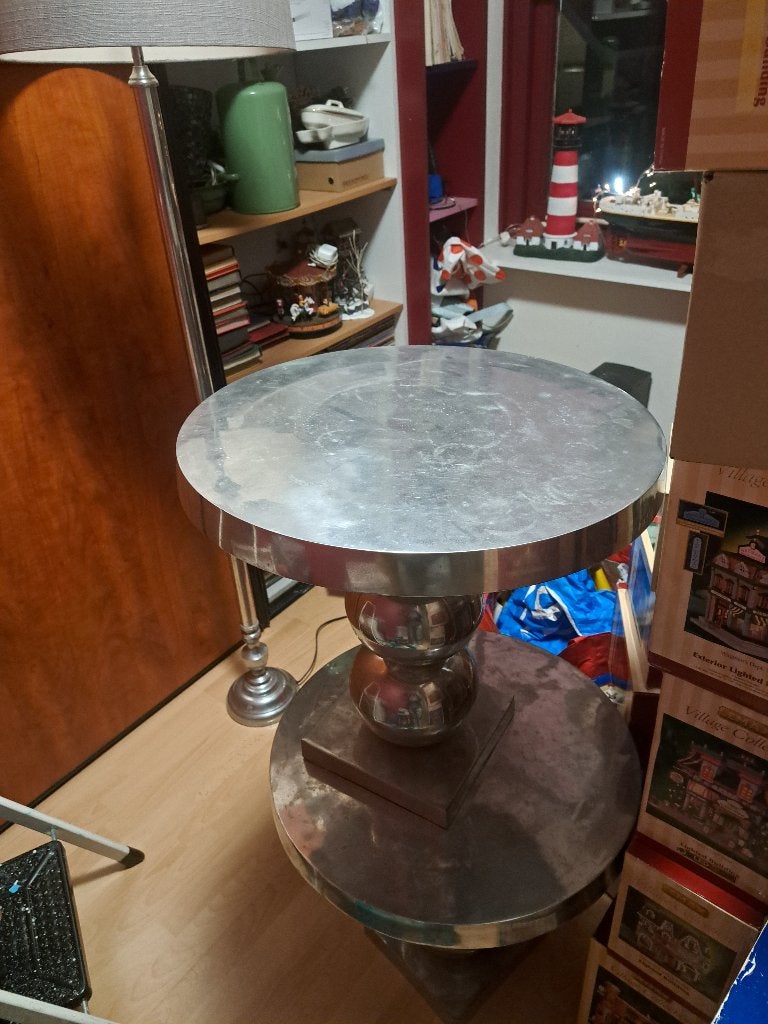 Aluminium bijzettafel (Z237-142), Huis en Inrichting, Tafels | Bijzettafels, Ophalen, Minder dan 55 cm, Gebruikt, Metaal of Aluminium
