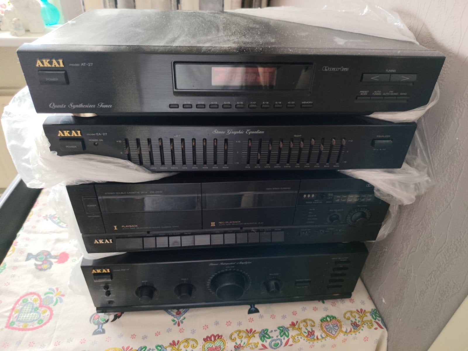 Akai Stereo Set: Versterker, Cassettedeck, Equalizer, Tuner, Audio, Tv en Foto, Stereo-sets, Ophalen, Gebruikt, Cassettedeck, Akai