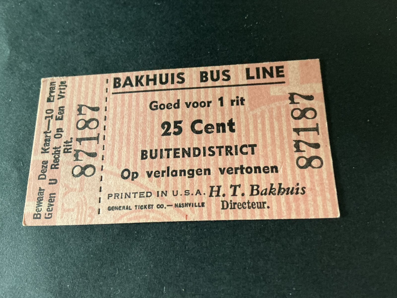 BAKHUIS oud buskaartje, Verzamelen, Verzenden, Gebruikt, Trein, Overige typen