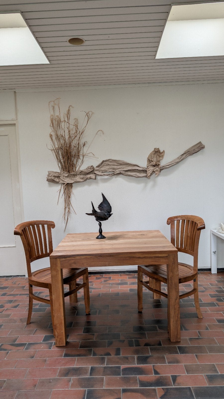Snel ophalen: Teakhouten Eethoek (tafel + 2 stoelen), Ophalen, Gebruikt, Teakhout, 50 tot 100 cm