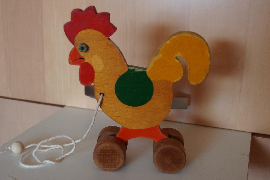 houten haan op wieltjes, Antiek en Kunst, Antiek | Speelgoed, Ophalen of Verzenden