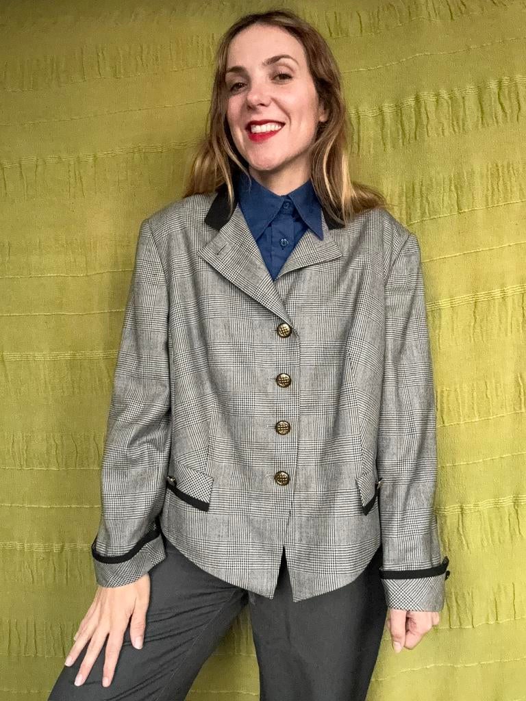 Vintage oversized blazer / jasje - grijs - Basler, Maat 38/40 (M), Hgv, Hgv, Ophalen of Verzenden