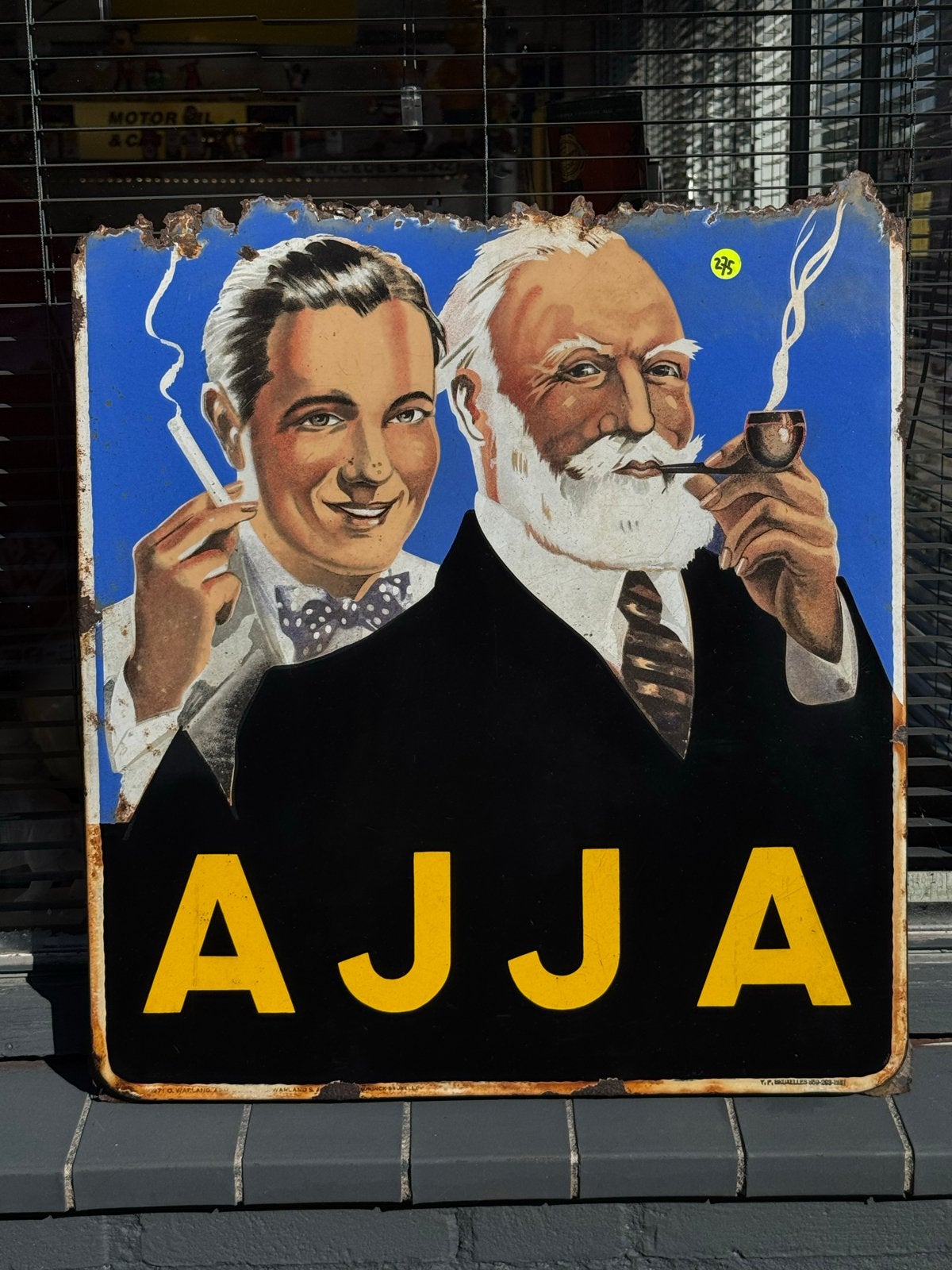AJJA Emaille Reclamebord - Vintage Tabaksreclame, Verzamelen, Reclamebord, Gebruikt, ., Ophalen of Verzenden