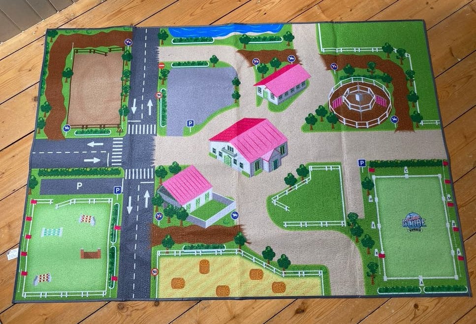 Schleich speelkleed met boerderij en paarden thema, Ophalen, Gebruikt