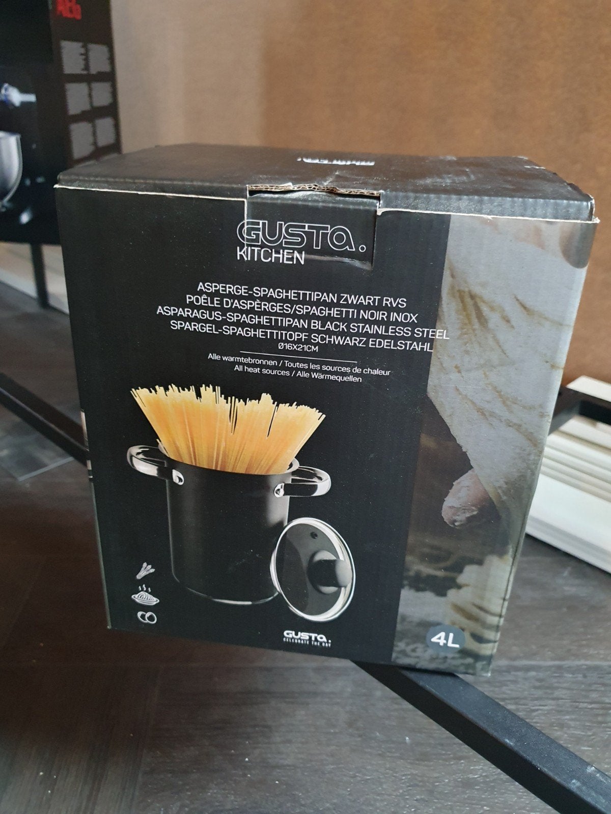 Gusta Asperge- en Spaghettipan Zwart RVS 4L, Ophalen of Verzenden