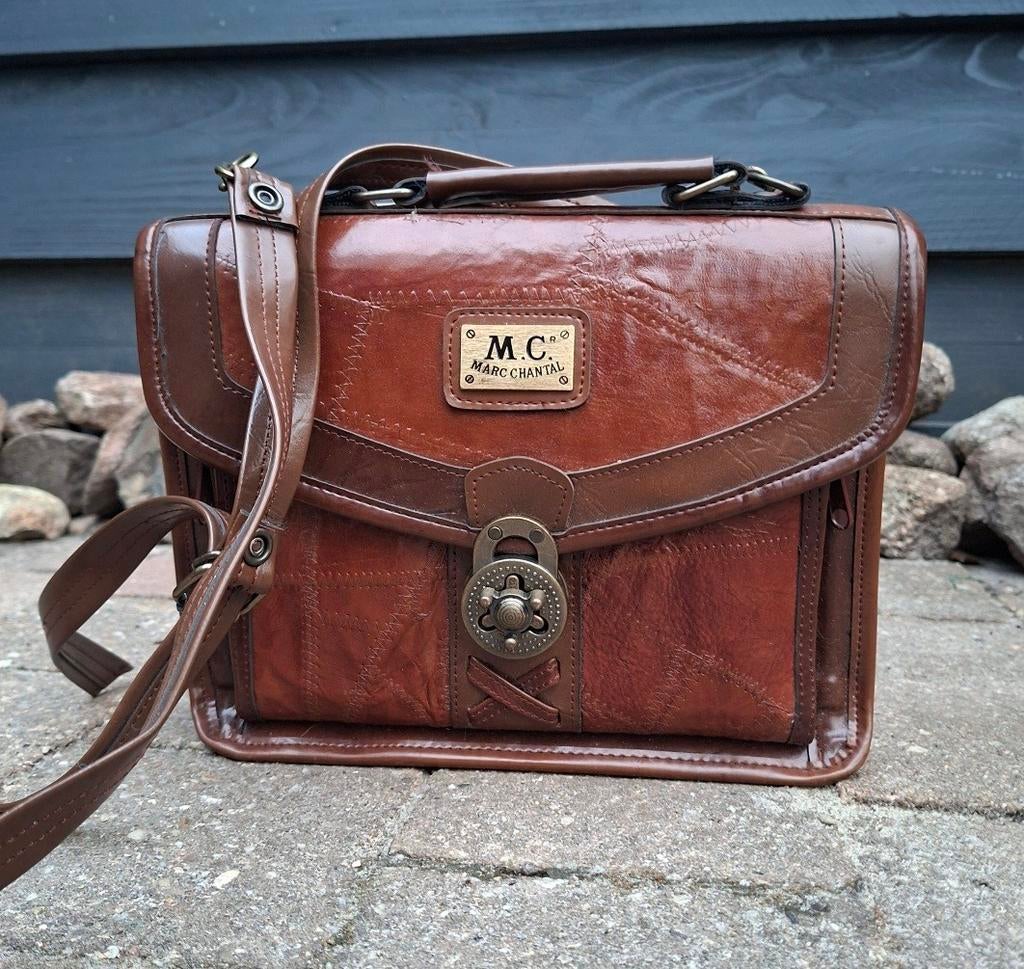 Marc Chantal Leren Tas - Vintage Stijl Schoudertas, Ophalen, Bruin, Schoudertasje