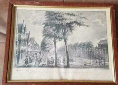 Prent gezicht van de Borstelbrug naar de Hoogstraat Leiden, Ophalen