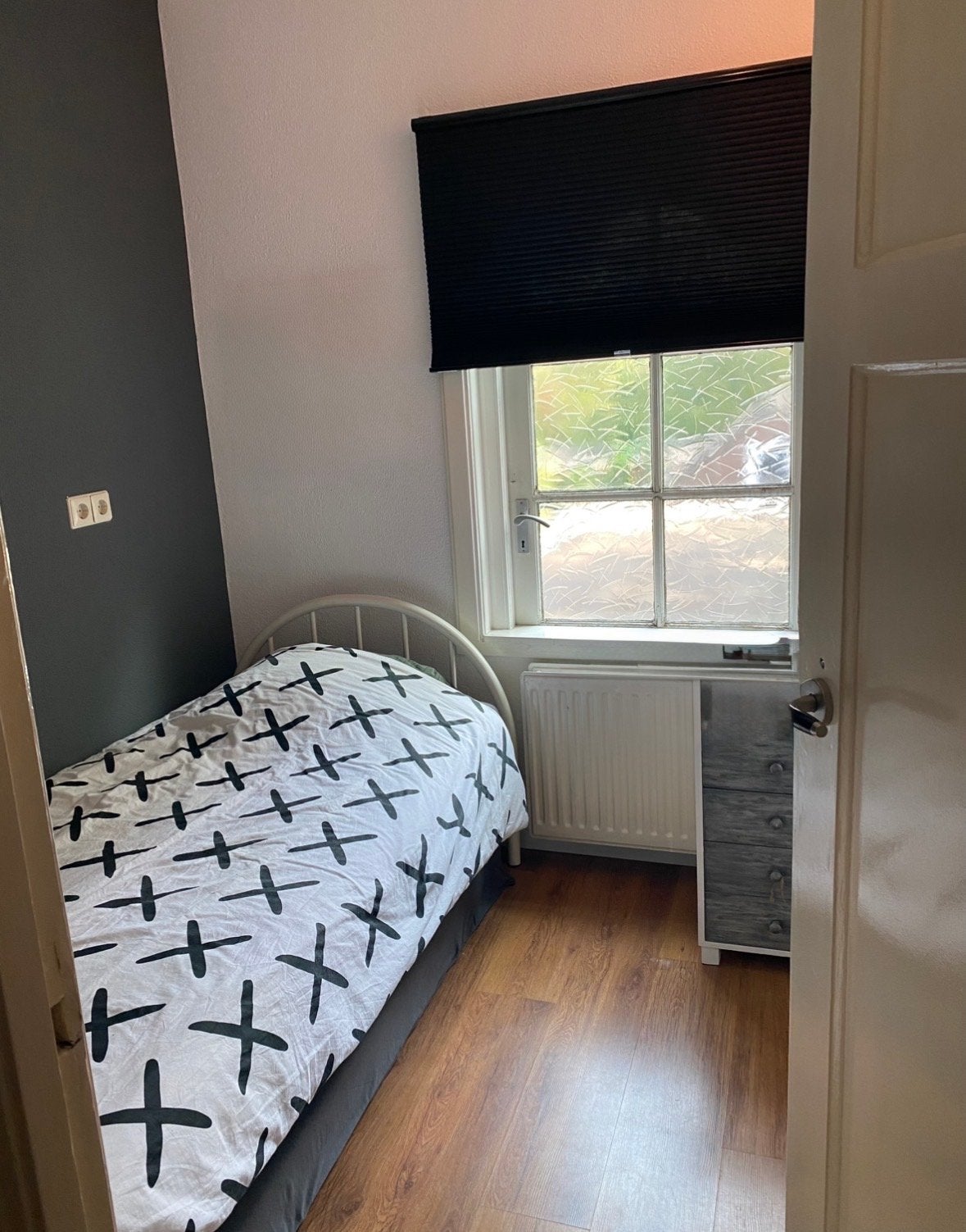 Eenpersoonsbed met Auping spiraal en 2 matrassen, Gebruikt, 90 cm, Eenpersoons, Wit