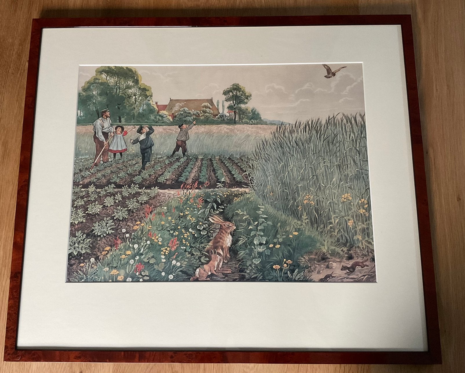 Ot en Sien plaat in mooie lijst C. Jetses, Antiek en Kunst, Antiek | Schoolplaten, Ophalen, Natuur en Biologie