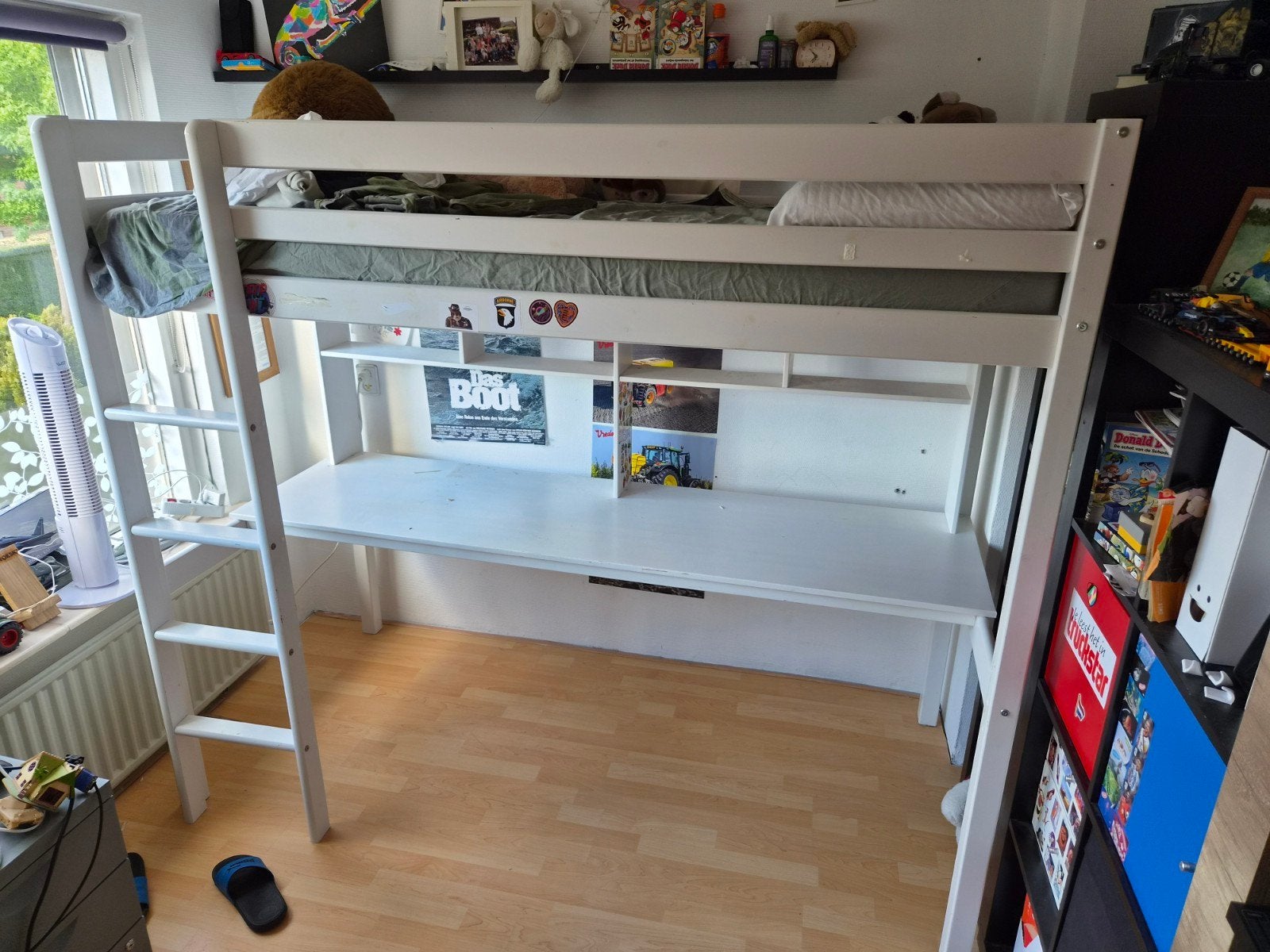 Hoogslaper met bureau en opbergruimte, Ophalen, Gebruikt, Eenpersoons, 200 cm