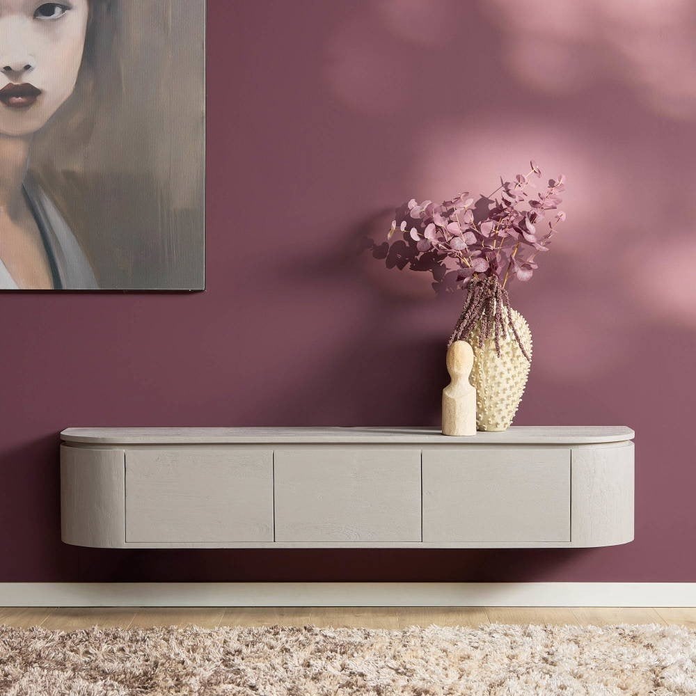 Tv-meubel Excellent Taupe Mangohout 160 cm, Huis en Inrichting, Kasten | Televisiemeubels, Ophalen, 150 tot 200 cm, Nieuw, Minder dan 100 cm