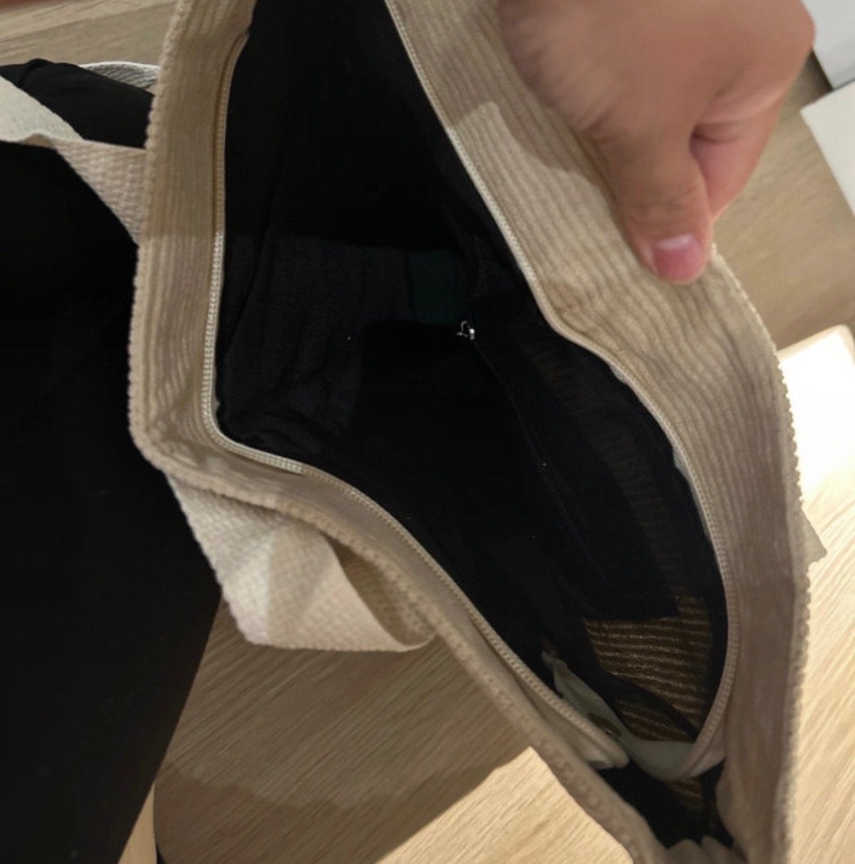Mooie beige ribfluwelen shopper tas, Ophalen of Verzenden, Nieuw