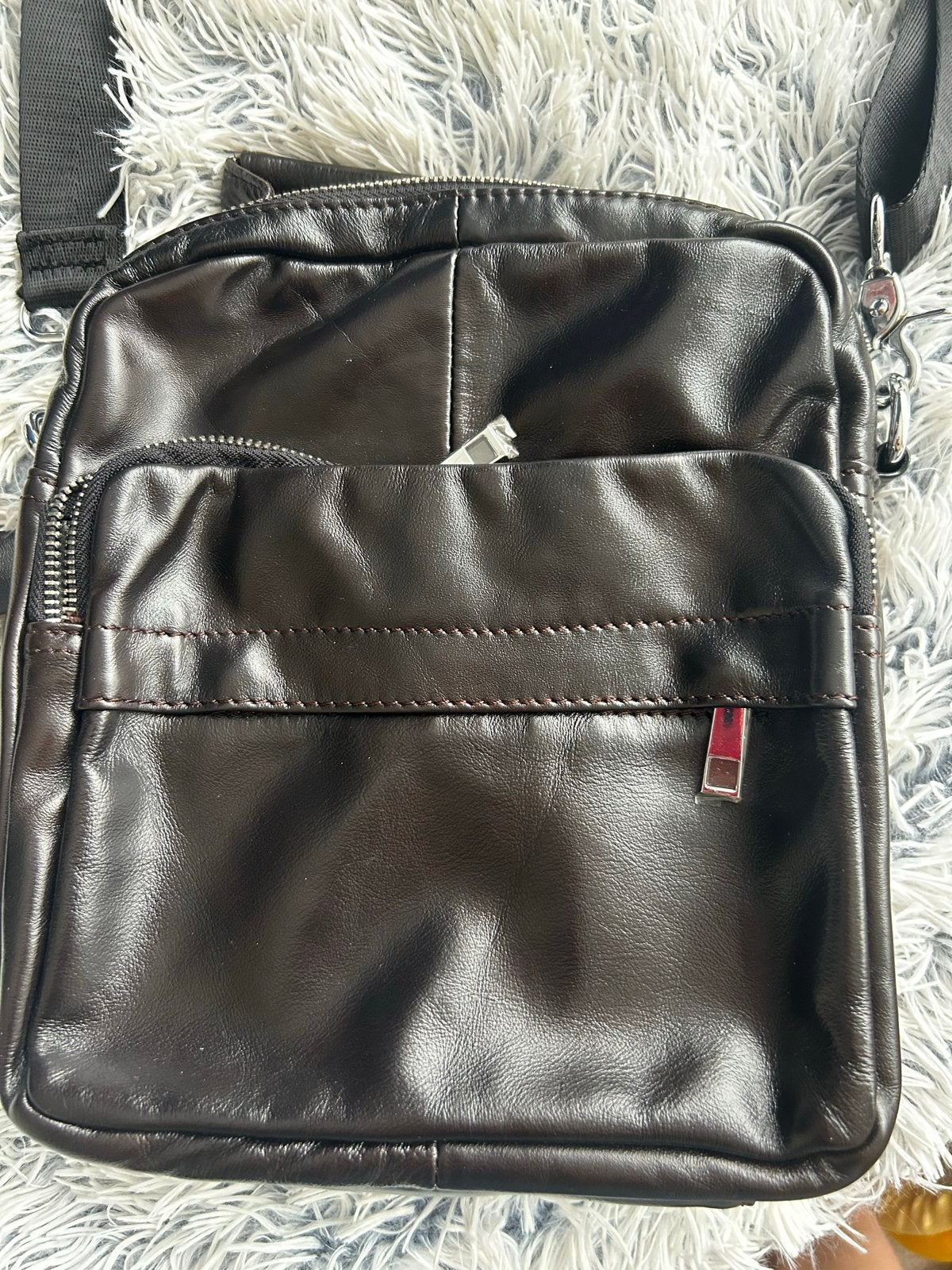Lederen heren tas - Donkerbruin, nooit gebruikt, Ophalen of Verzenden, Nieuw, Bruin, Echt leder