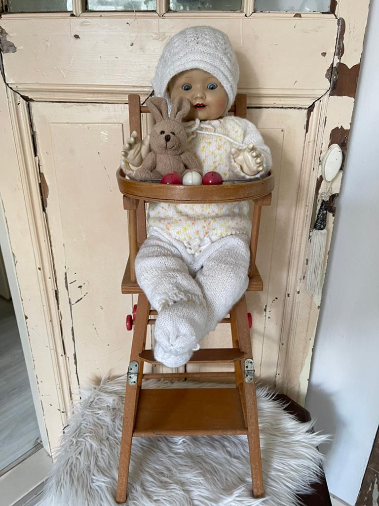 Vintage houten 2-in-1 poppenstoel, Antiek en Kunst, Ophalen