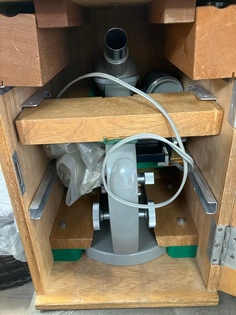 Vintage Olympus Microscoop in Houten Kist, Audio, Tv en Foto, Optische apparatuur | Microscopen, Ophalen of Verzenden, Gebruikt