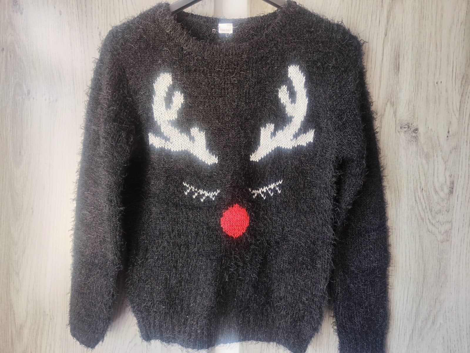Kersttrui met rendier - Zwart, pluizig en feestelijk, Ophalen of Verzenden, Zo goed als nieuw, Meisje, Trui of Vest