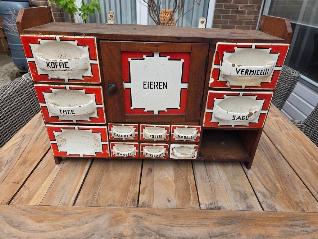 Antieke kruidenkast met laden, Antiek en Kunst, Ophalen of Verzenden