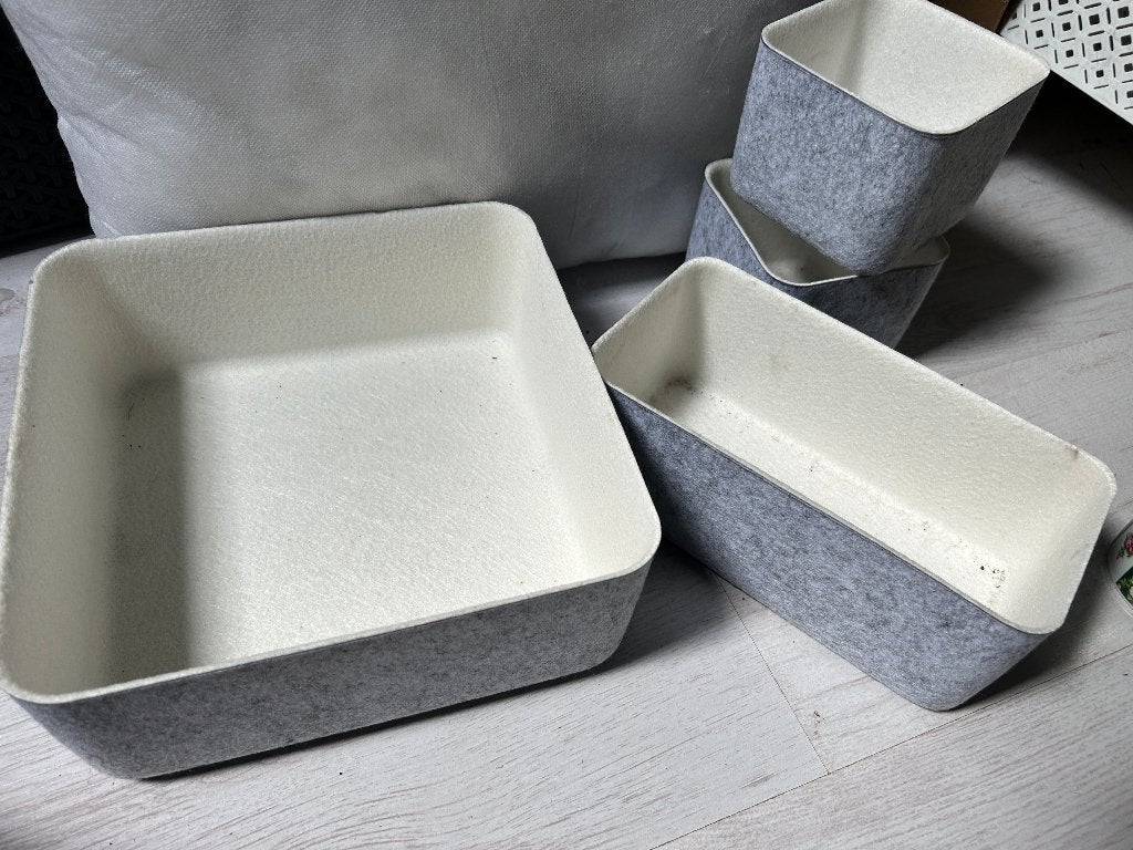 vilten bakjes, Ophalen of Verzenden, Gebruikt, Grijs, Textiel