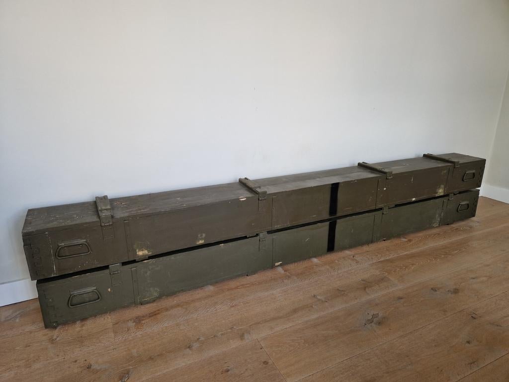 2 Munitiekisten - Unieke TV-TV-Kast of Opbergkisten, Ophalen, Gebruikt, 100 tot 150 cm, 100 tot 125 cm