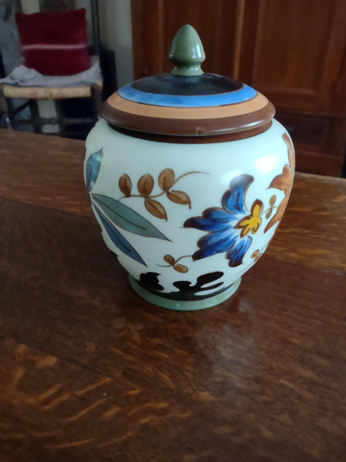 Antieke Koninklijke Gouda Dora pot met deksel, Ophalen of Verzenden
