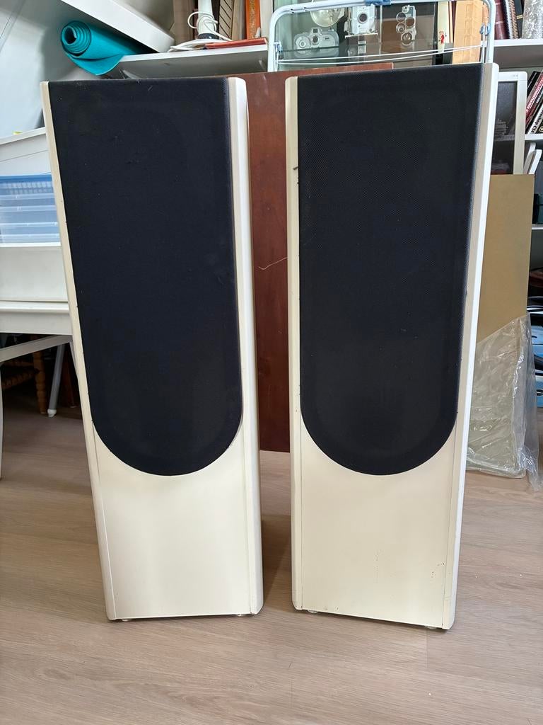 MB QUART QL 602 Stereo Boxen - Wit Geschilderd, Gebruikt, 120 watt of meer, Front, Rear of Stereo speakers, Ophalen
