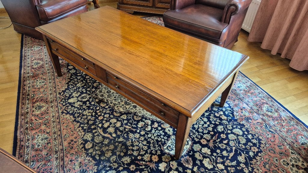 Houten rechthoekige salontafel van Meubelmakerij "Lotus", Ophalen, Gebruikt, 100 tot 150 cm, 50 tot 100 cm