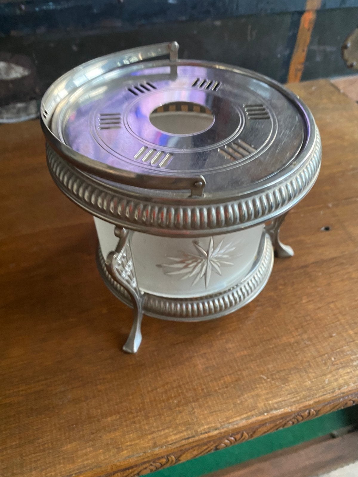 Thee licht rechaud. Verzilverd., Antiek en Kunst, Ophalen of Verzenden