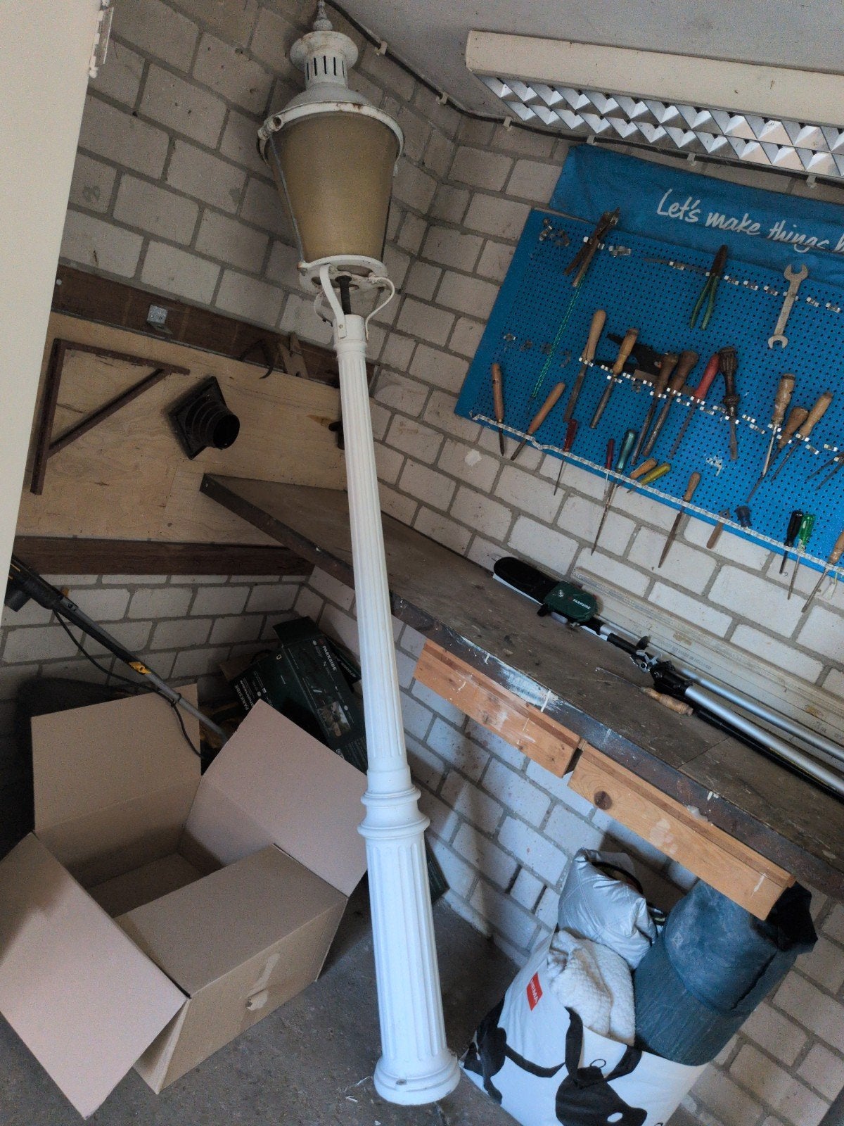 Klassieke witte lantaarnpaal - Buitenverlichting, Huis en Inrichting, Ophalen