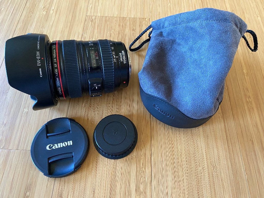 Canon EF 24-105mm 1:4 L IS USM zoomlens met accessoires, Audio, Tv en Foto, Fotografie | Lenzen en Objectieven, Beschermhoes/tas
