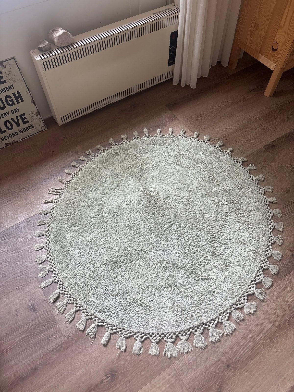 Rond groen vloerkleed Hana, 100 tot 150 cm, Rond, 200 cm of meer, Ophalen of Verzenden