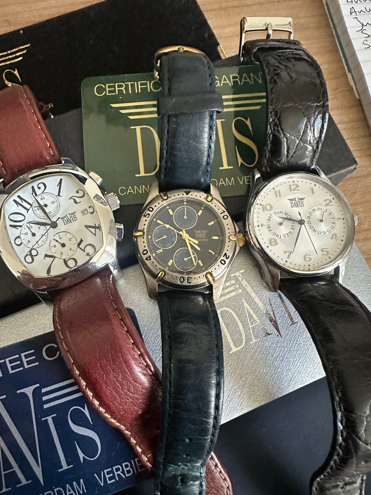 Davis horloges - Set van 3 polshorloges, Overige merken, Staal, Polshorloge, 1960 of later