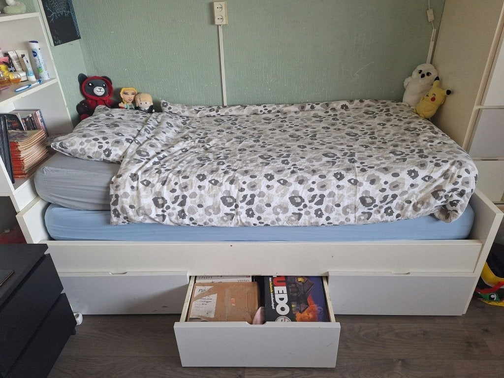 Wit ikea bed, Ophalen, Gebruikt, 90 cm, Eenpersoons