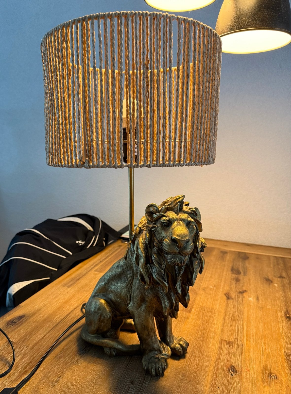 Unieke Leeuwenlamp met touwkap - Sfeer en stijl, Ophalen, Overige materialen, Gebruikt, Overige merken