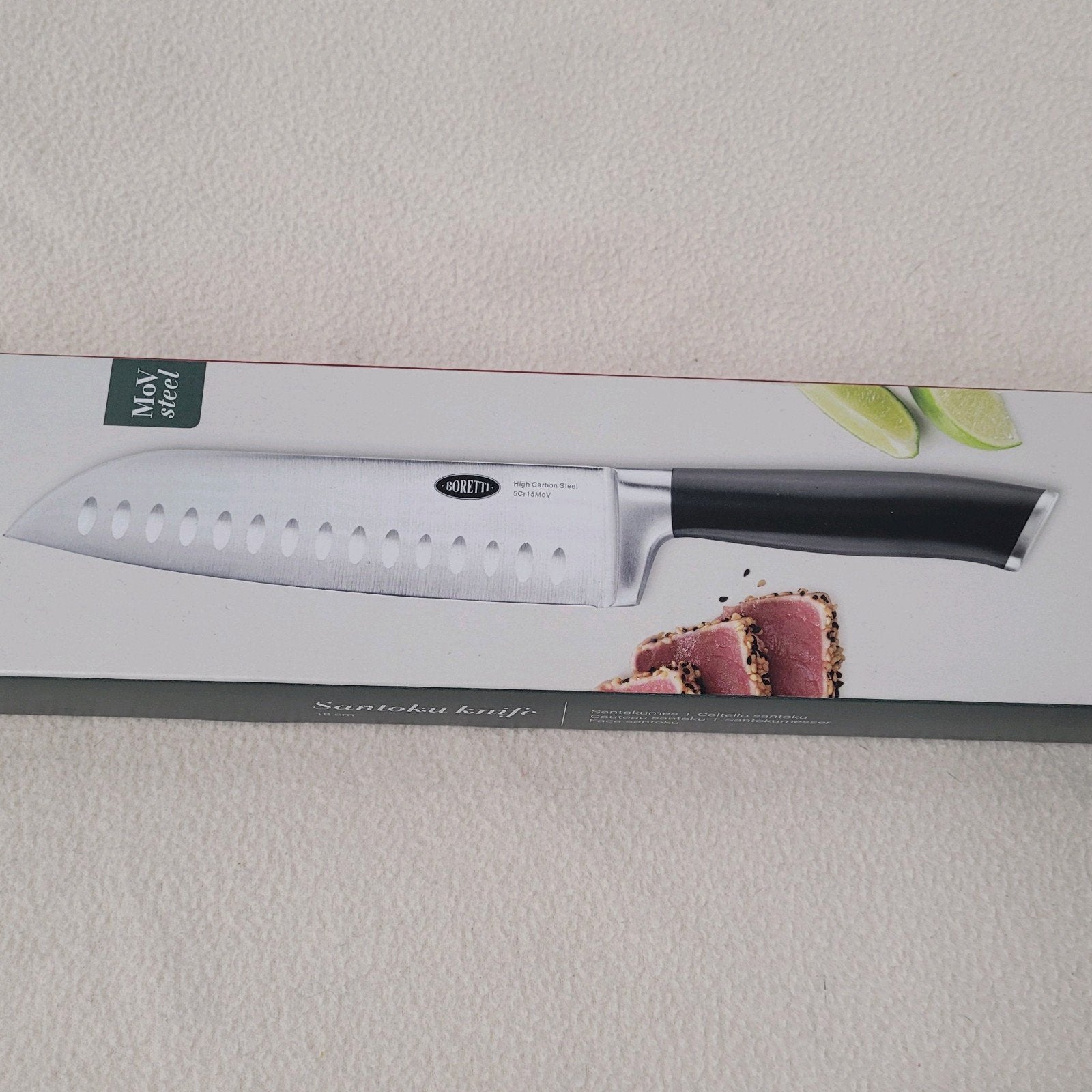 Boretti Santoku mes 18 cm nieuw in verpakking, Overige typen, Ophalen of Verzenden, Metaal, Overige merken