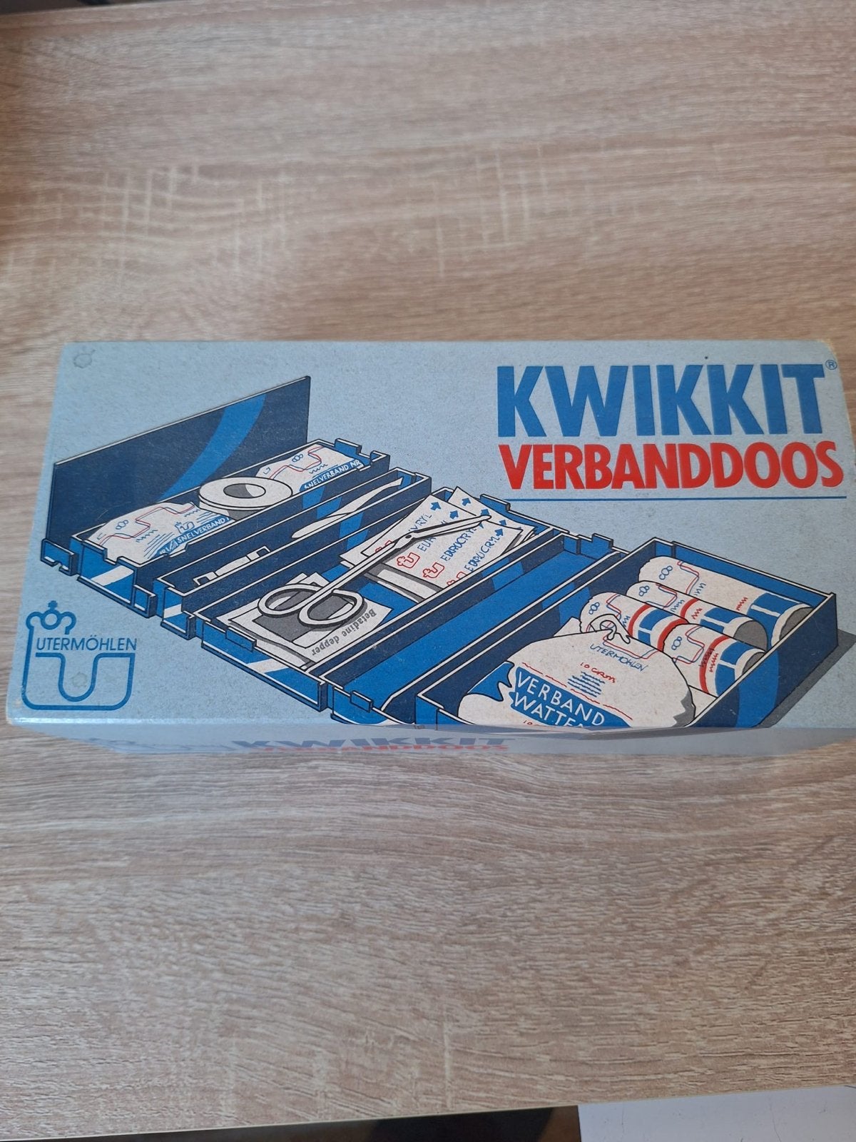 Vintage Kwikkit Verbanddoos - rolykit EHBO-set, Ophalen of Verzenden, Gebruikt