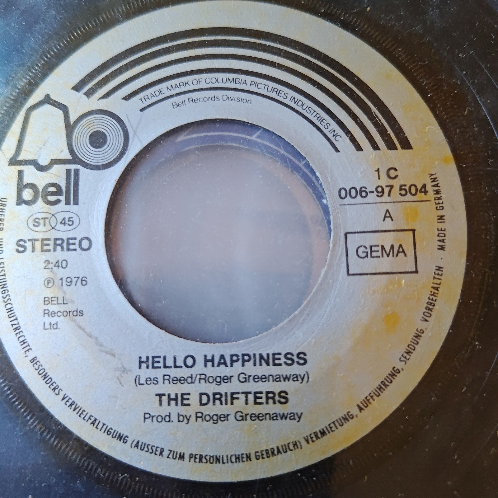 The Drifters - Hello Happiness (Vinyl Single 1976), Gebruikt, 7 inch, Ophalen of Verzenden, EP