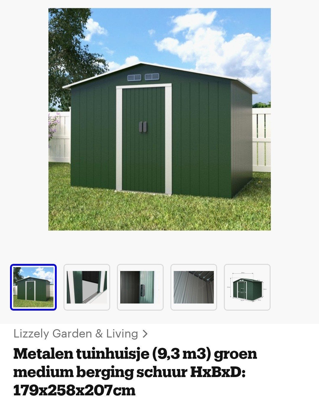 Nieuw metalen tuinhuis (9,3 m3) groen, Ophalen of Verzenden, Nieuw, Metaal, Overige typen