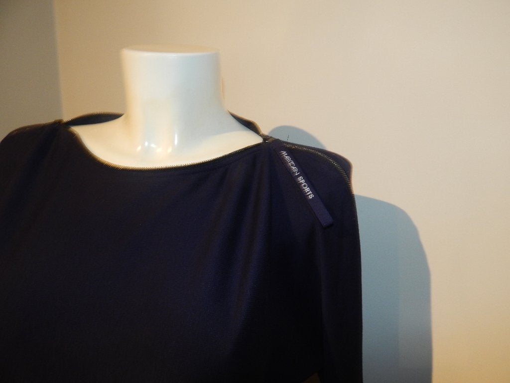 Marccain donker blauwe jurk band taille ritsen merklip N2, Zo goed als nieuw, Knielengte, Maat 36 (S), Marccain