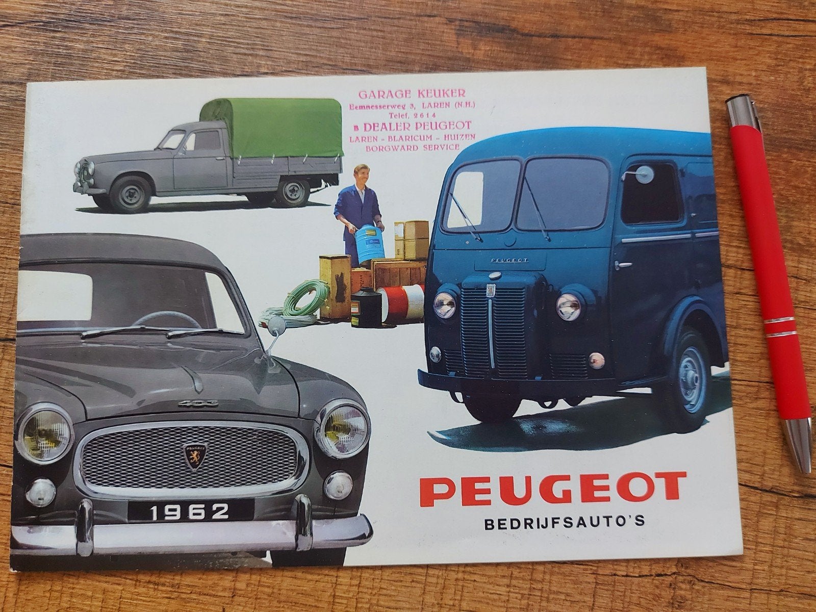 1962 keurige Peugeot bestelwagen folder 403U & D4B, Ophalen of Verzenden, Zo goed als nieuw, Peugeot