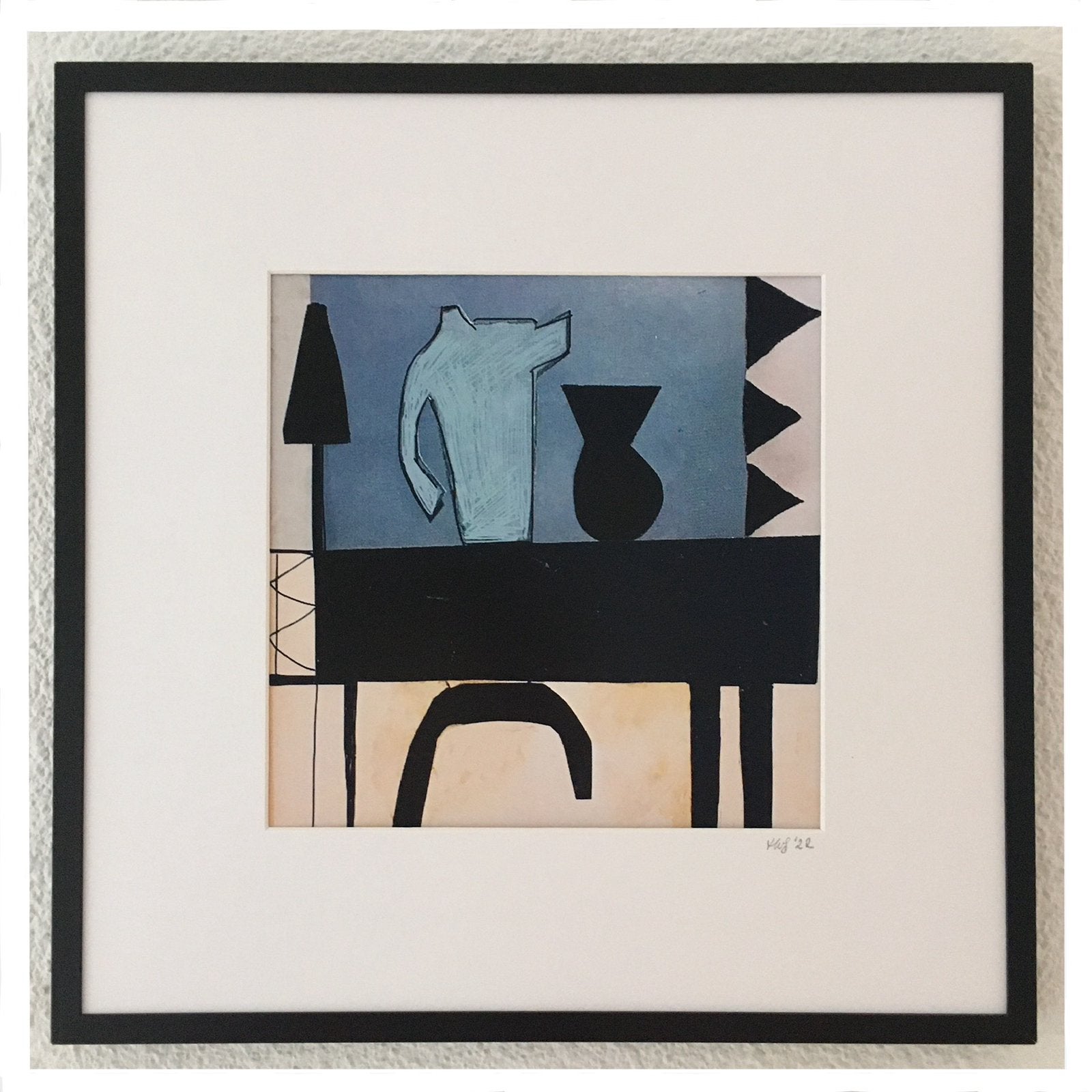 Collage “Stilleven met blauwe kan”, Ophalen of Verzenden