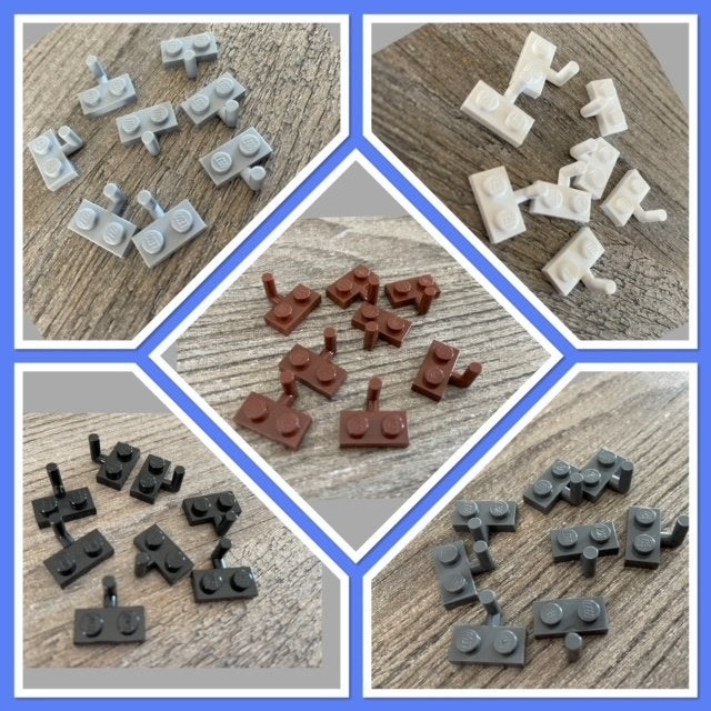 lego plaatjes 1x2 met haak, klem, pin 0.55/setje van 8 stuk, Ophalen of Verzenden, Nieuw, MOC (eigen creatie), Lego