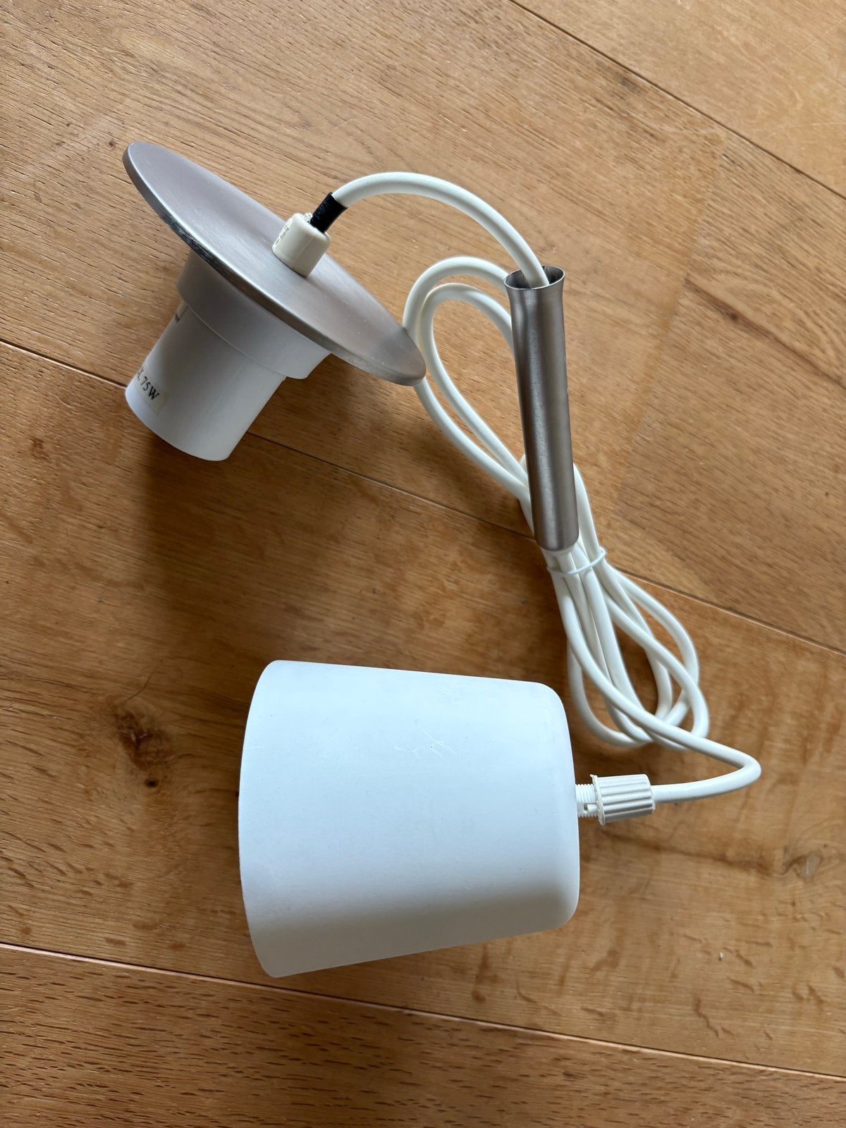 IKEA BASISK Hanglamp - Wit met geborsteld metaal, Ophalen, Gebruikt, Metaal, E27 (groot)