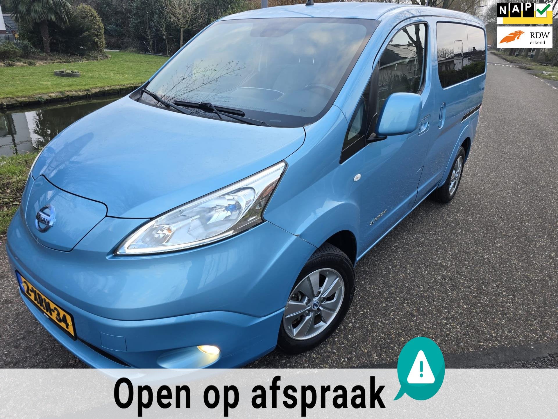 Nissan E-NV200 Evalia /5 pers/Airco/Navi/SOH/ APK 07-2027, Auto's, Nissan, Dealer onderhouden, Stof, Gebruikt, Zwart