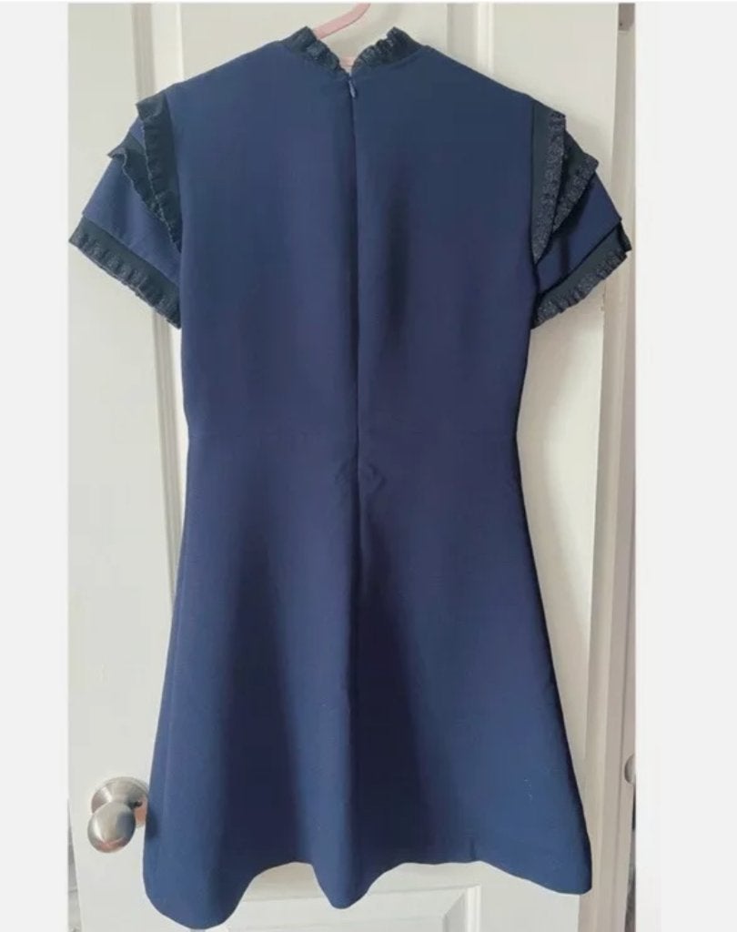 Sandro Cody navy blauw mini jurk met ruches maat 38, Kleding | Dames, Maat 38/40 (M), Blauw, Sandro, Nieuw
