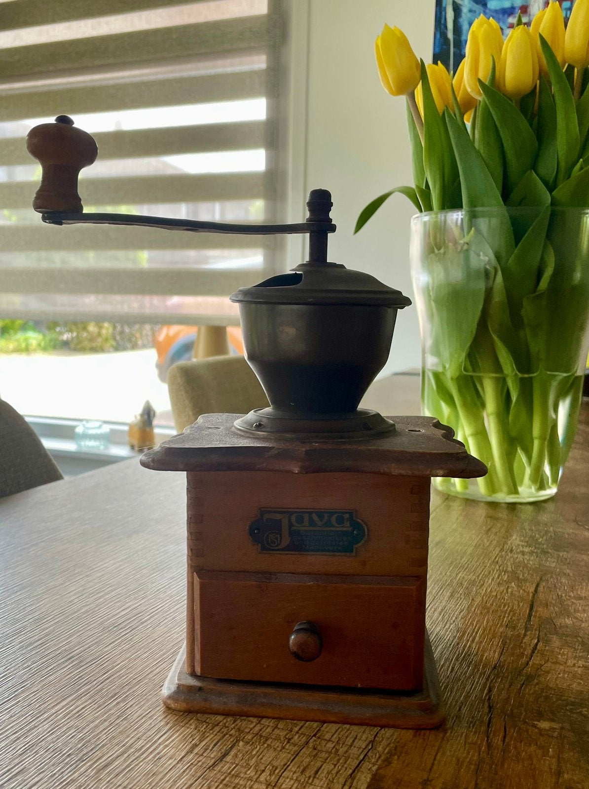 Antieke koffiemolen van het merk Java, Ophalen of Verzenden