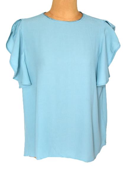 Repeat topje, viscose top, aqua/blauw, Mt. M, Kleding | Dames, Zo goed als nieuw, Korte mouw, Maat 38/40 (M), Repeat