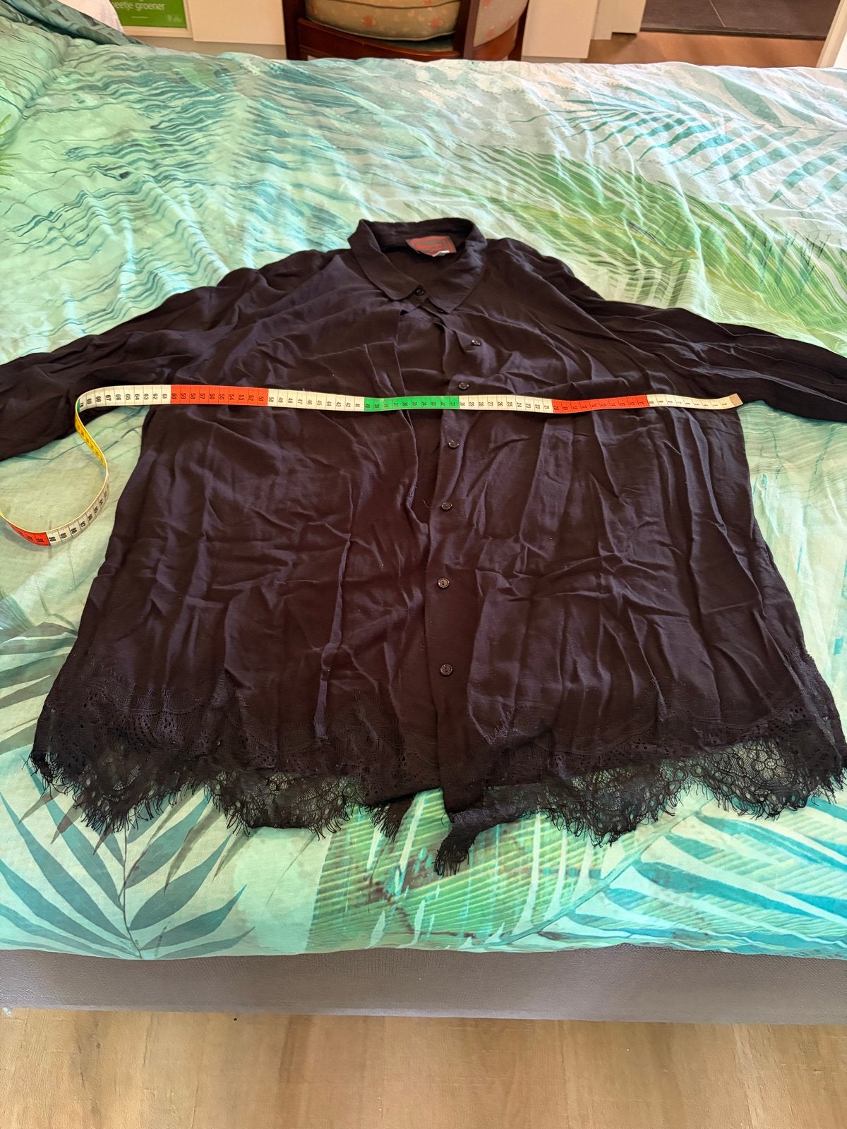 Zwarte blouse met kant - Semper by Simone, Ophalen of Verzenden, Gedragen, Maat 46/48 (XL) of groter, Zwart