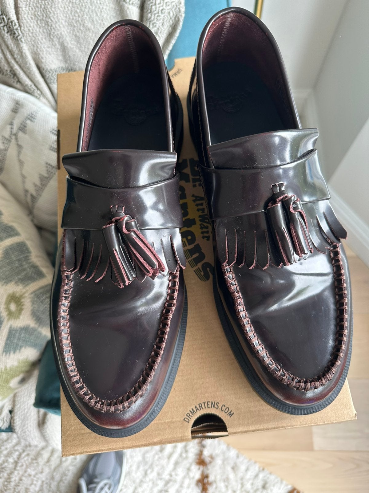 Dr. Martens Adrian Loafer Cherry Red EU47, Ophalen of Verzenden, Zo goed als nieuw, Zwart, Loafers