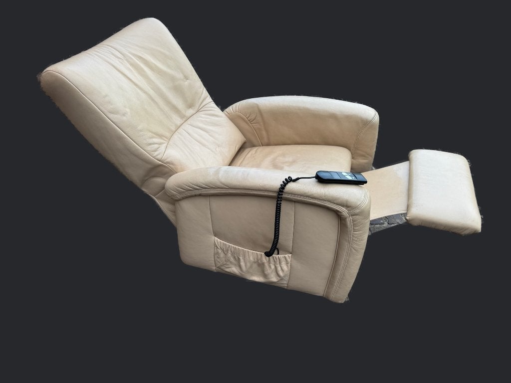 Himolla 9573 sta-opstoel | Relaxfauteuil | Leer crème, Huis en Inrichting, Gebruikt, Minder dan 75 cm, Leer, Ophalen of Verzenden
